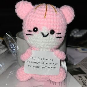 Pink Crochet Cat Plush